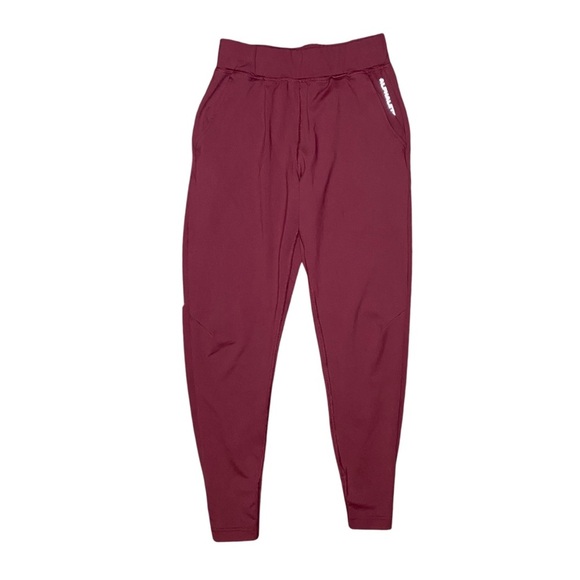 Alphalete Pants - ALPHALETE Pull On Drawstring Elastic Waist Joggers Tapered Ankle Maroon Dark Red